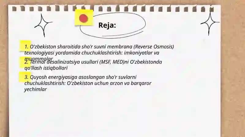 O'zbekiston sharoitida sho'r suvlarni chuchuklashtirish 2