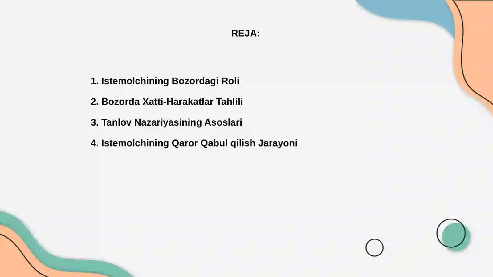 Istemolchining bozordagi xatti-harakati va uning tanlovi nazariyasi 2