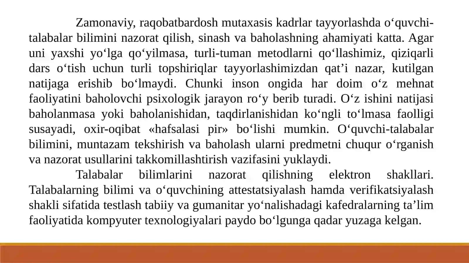 Ta’lim elementlarini o‘zlashtirish natijalarini baholash 2