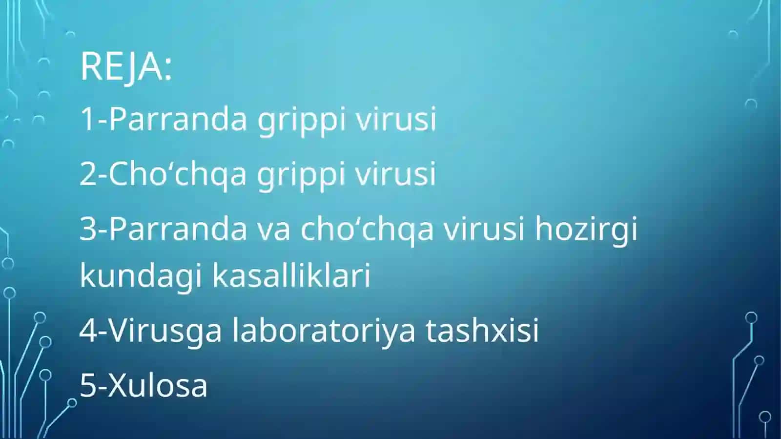 Parranda va cho‘chqa grippivurusiva ularning hozirgi kundagi muammolarini keltirib chiqaruvchi kasalliklari 2