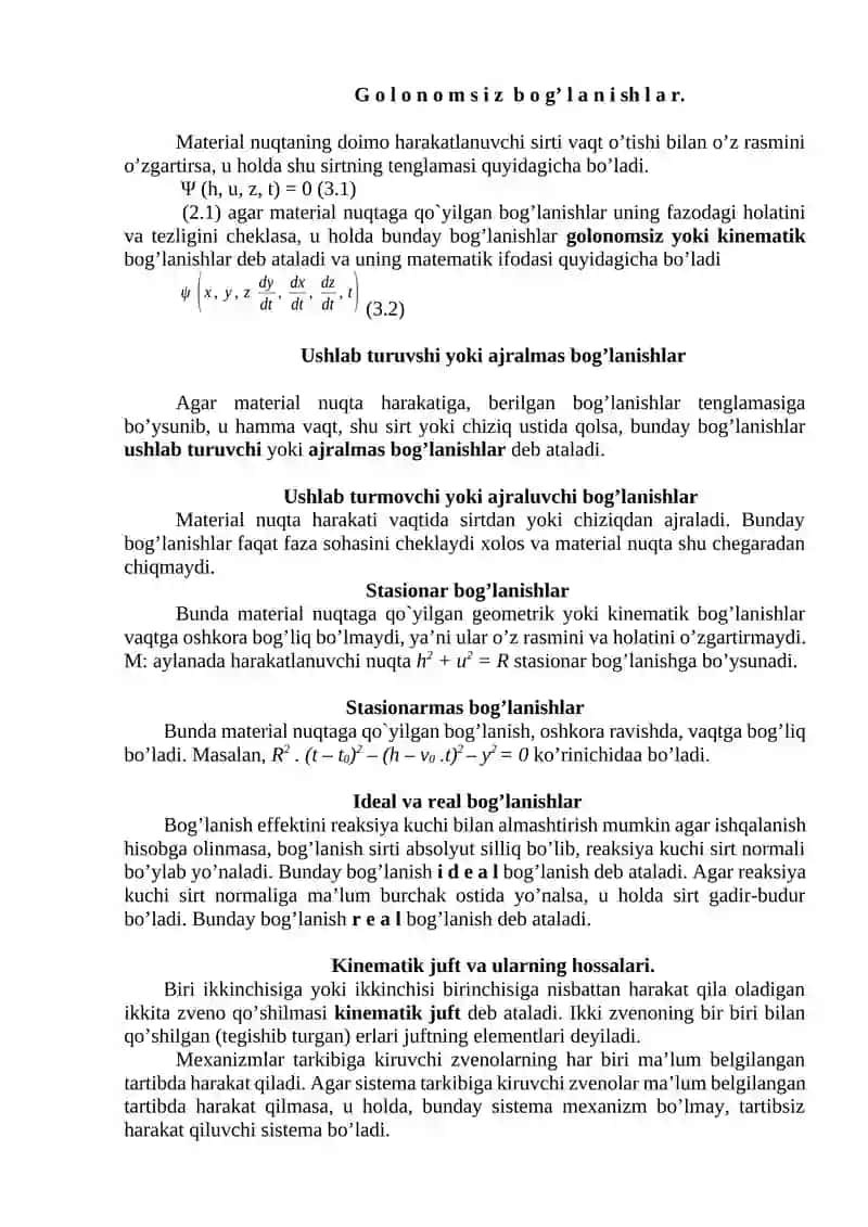 MEXANIZMLARNING TUZILISHI 2