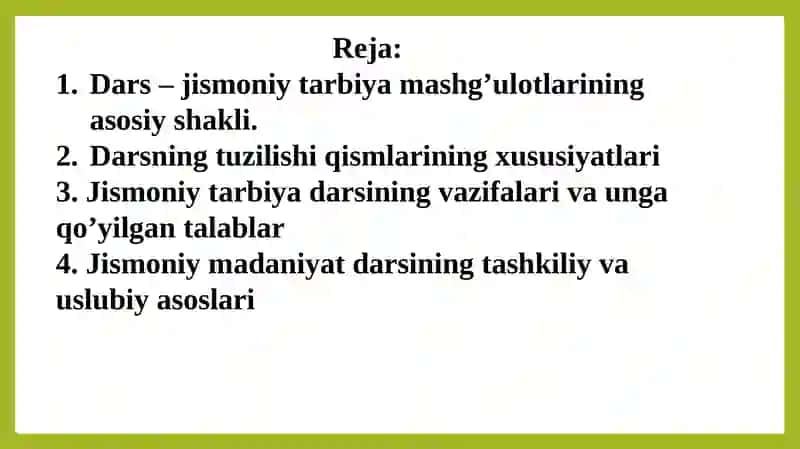 JISMONIY TARBIYA DARSINING VAZIFALARI, TUZILISHI 2
