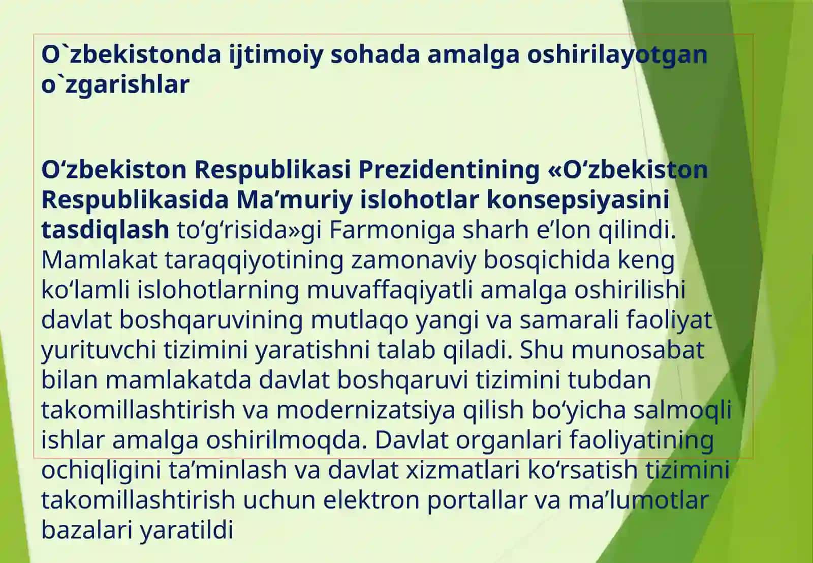 O'zbekistonda amalga oshirilayotgan ma'naviy o'zgarishlar 2