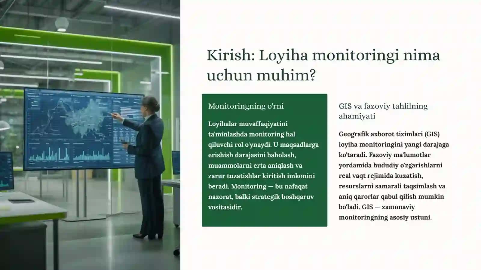 Loyiha monitoringi: GIS va fazoviy tahlil fanlari nuqtai nazaridan 2