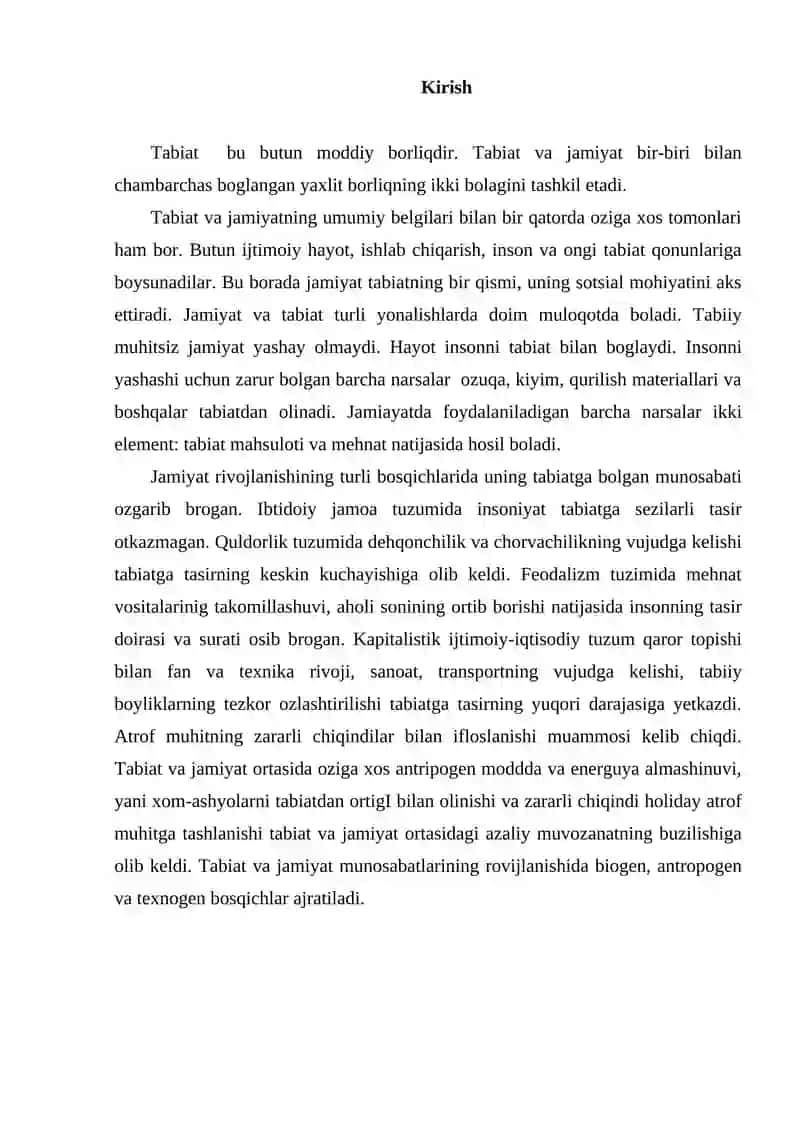 Tabiat va jamiyat munosabatlari evolyutsiyasi 2