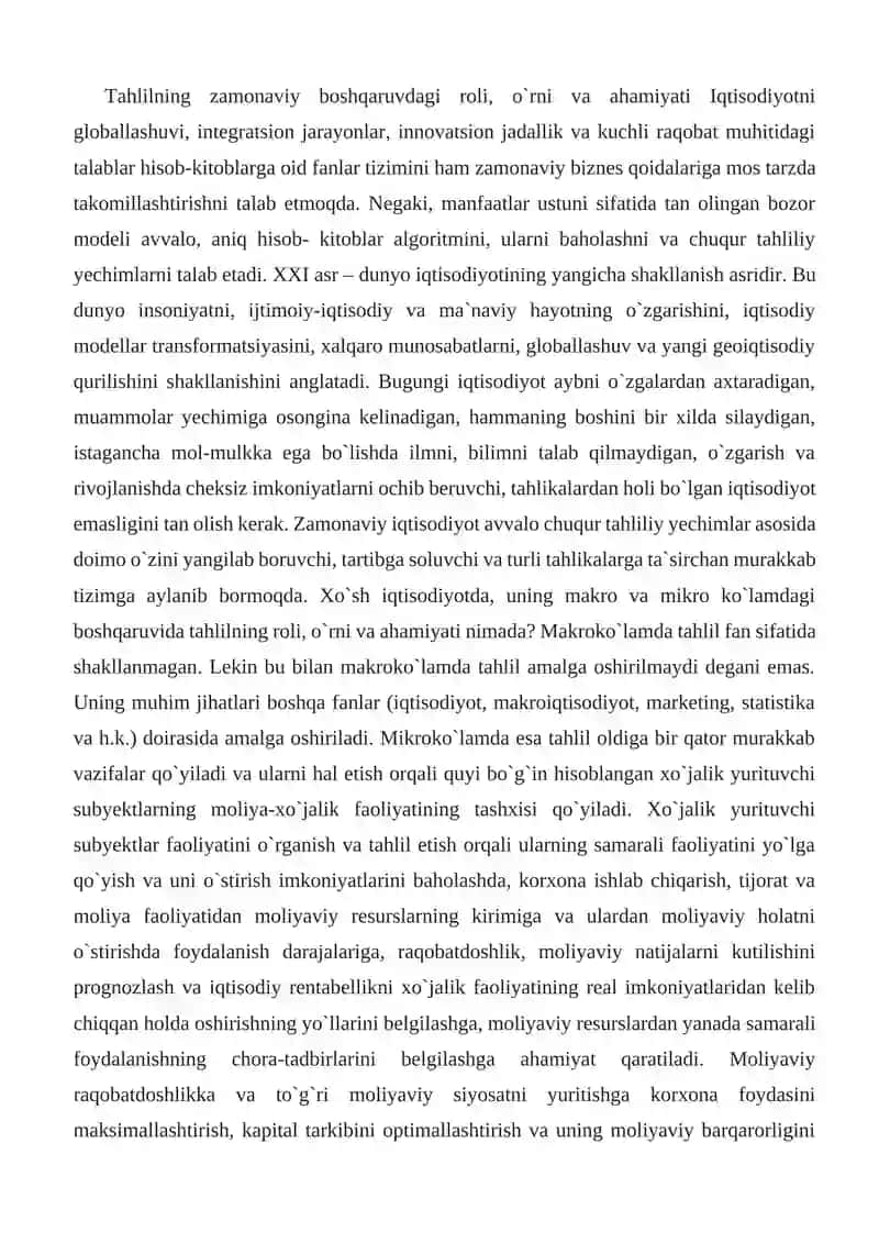 Moliyaviy tahlil fanining nazariy asoslari 2