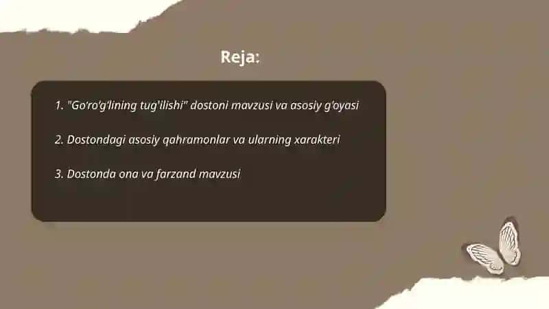 "Go‘ro‘g‘lining tug'ilishi" dostoni 2