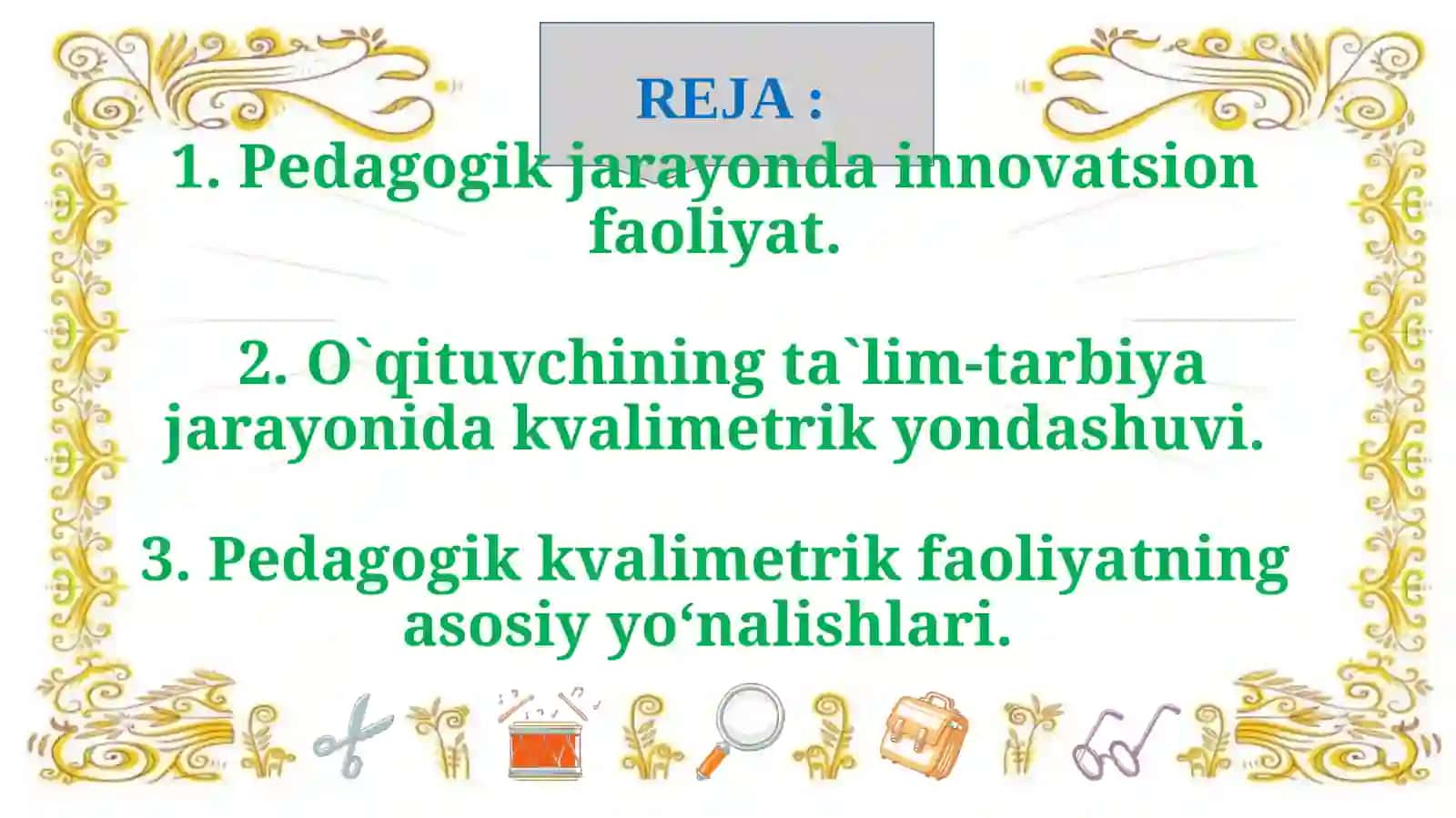 TA’LIM-TARBIYA JARAYONIDA QO‘LLANILADIGAN PEDAGOGIK INNOVATSIYA VA O‘QITUVCHINING PEDAGOGIK KVALIMETRIK FAOLIYATINI YAXLIT O‘RGANISH 2
