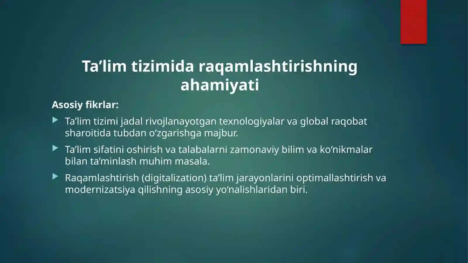 TALIM SIFATINI OSHIRISHDA RAQAMLASHTIRISHNI O’RNIBajardi 2