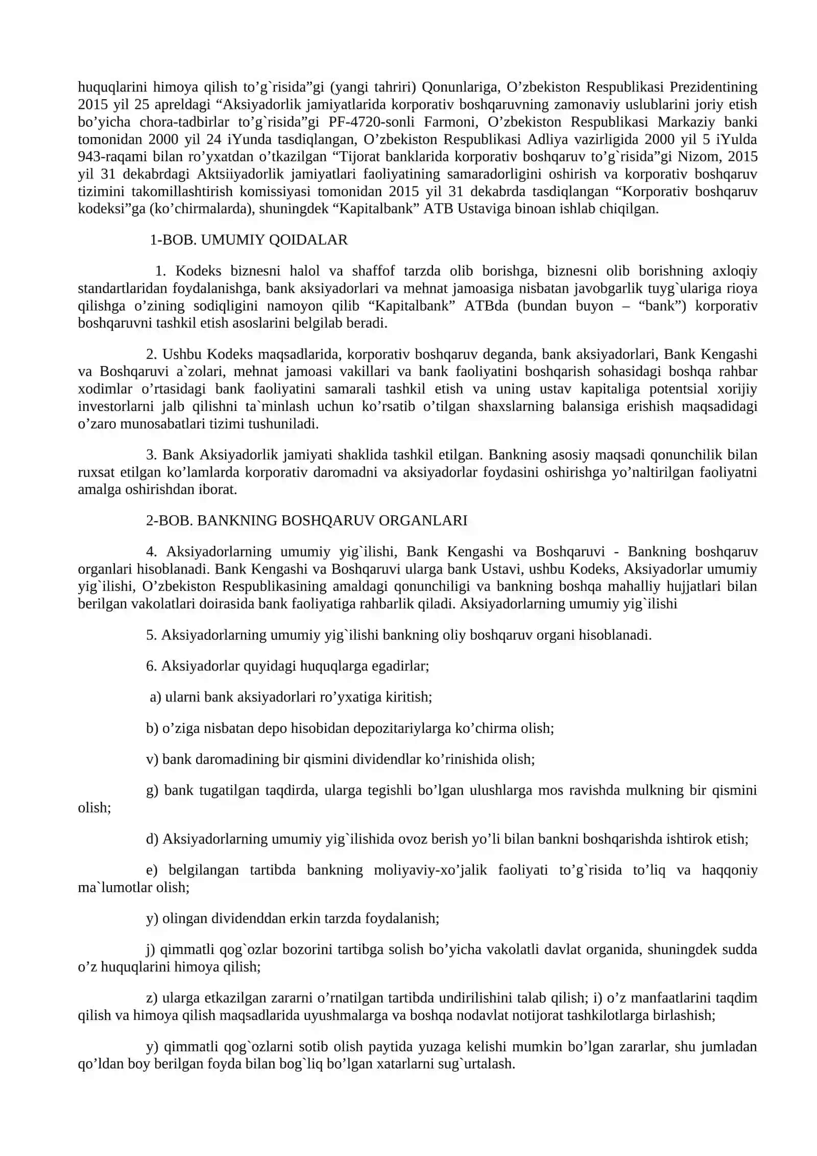 ATB “KAPITALBANK” NING KORPORATIV BOSHQARUVI 2