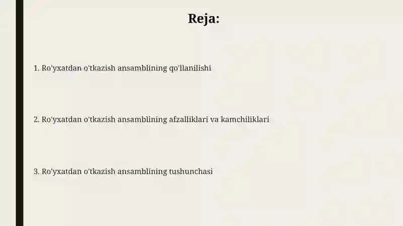 Ro'yxatdan o'tkazish ansambli 2