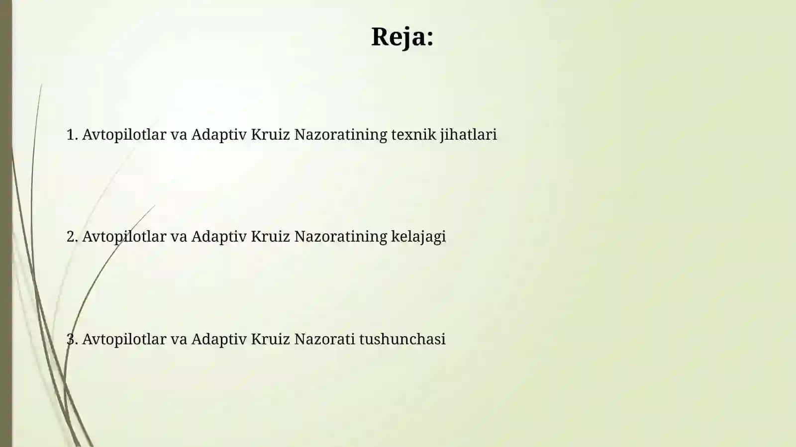 Avtopilotlar va adaptiv kurizkontrolnazorati 2
