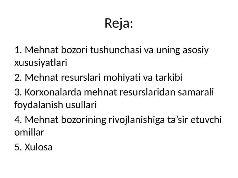 Mehnat bozori va korxonalarda mehnat resurslarini boshqarish 2