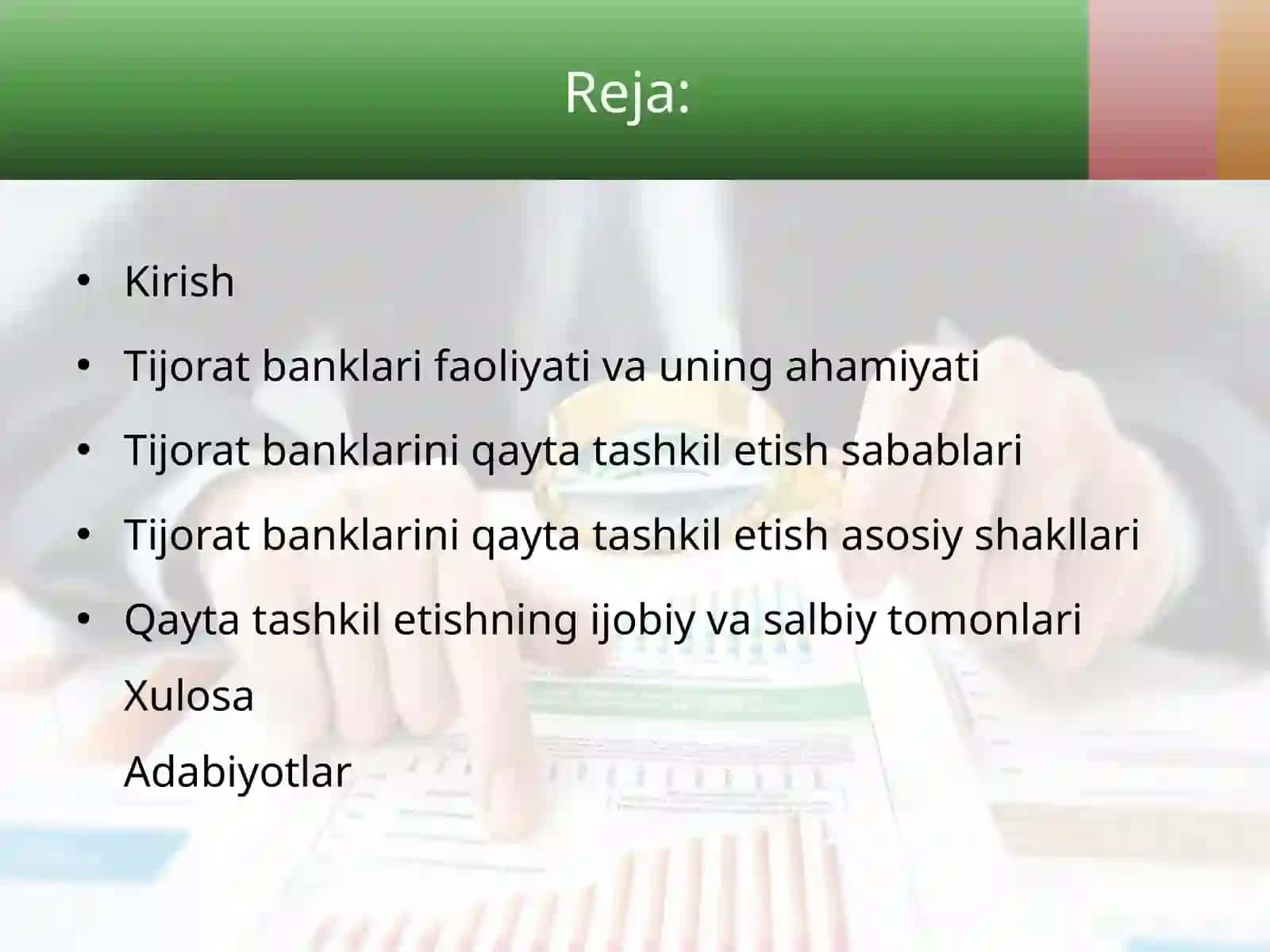 Tijorat banklari faoliyatini qayta tashkil etish shakllari 2
