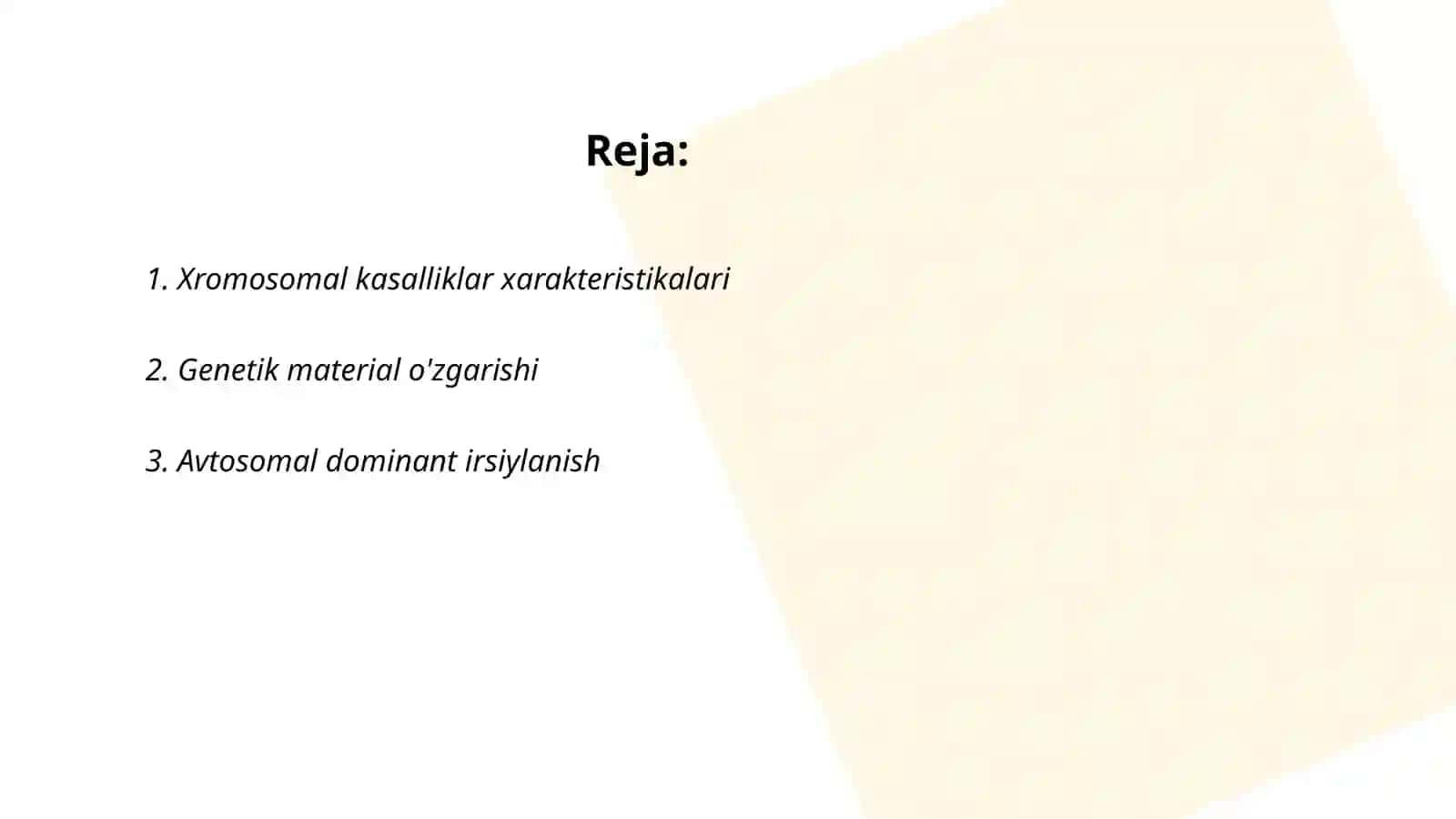 Irsiy kasalliklar xromasoma kasalliklarining irsiylanishi 2