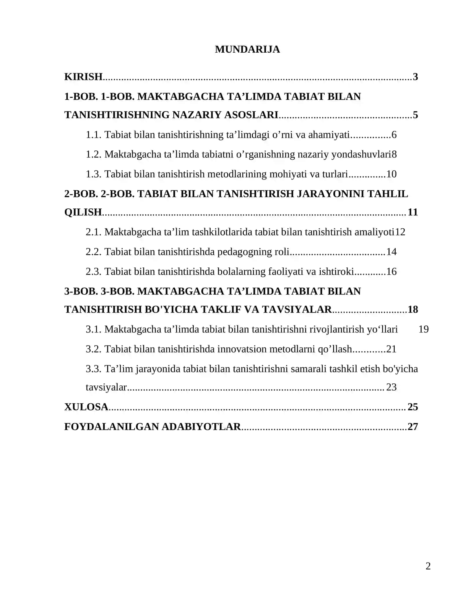 Maktabgacha taʼlimda tabiat bilan tanishtirishning nazariy asoslari, fanning mazmun va mohiyati 2