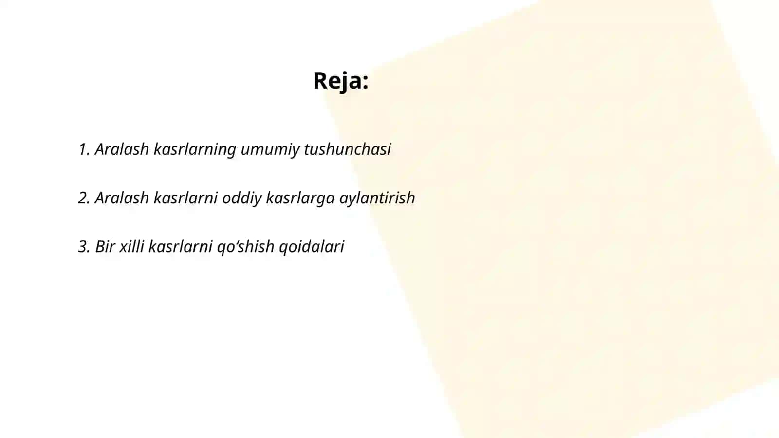 Aralash kasrlarni qoshish va ayirish mavzusida taqdimot 2