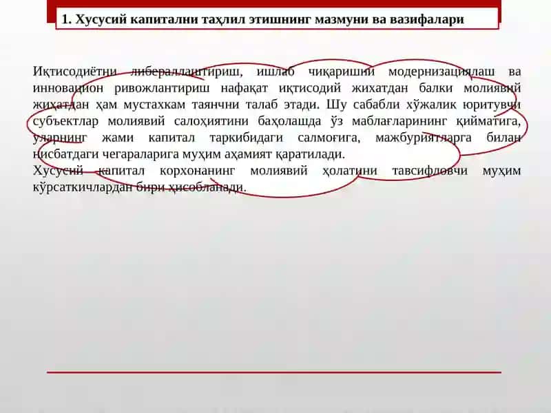 Хусусий капитали молиявий жиҳатдан таҳлили 2