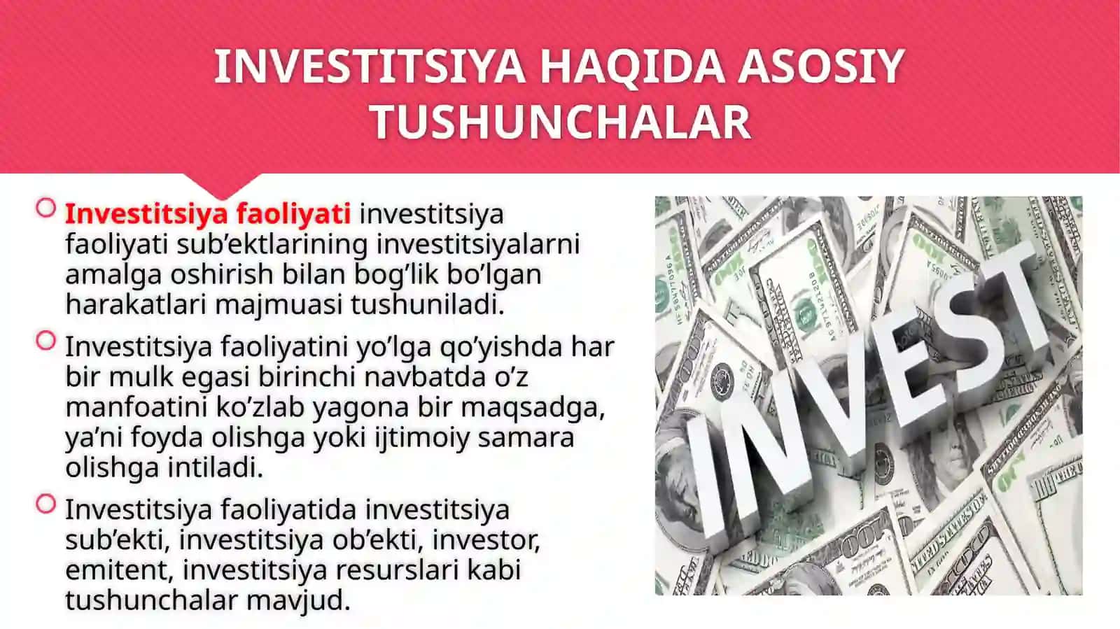 o`zbekistonda investitsiya faoliyatining qonuniy asosi 2