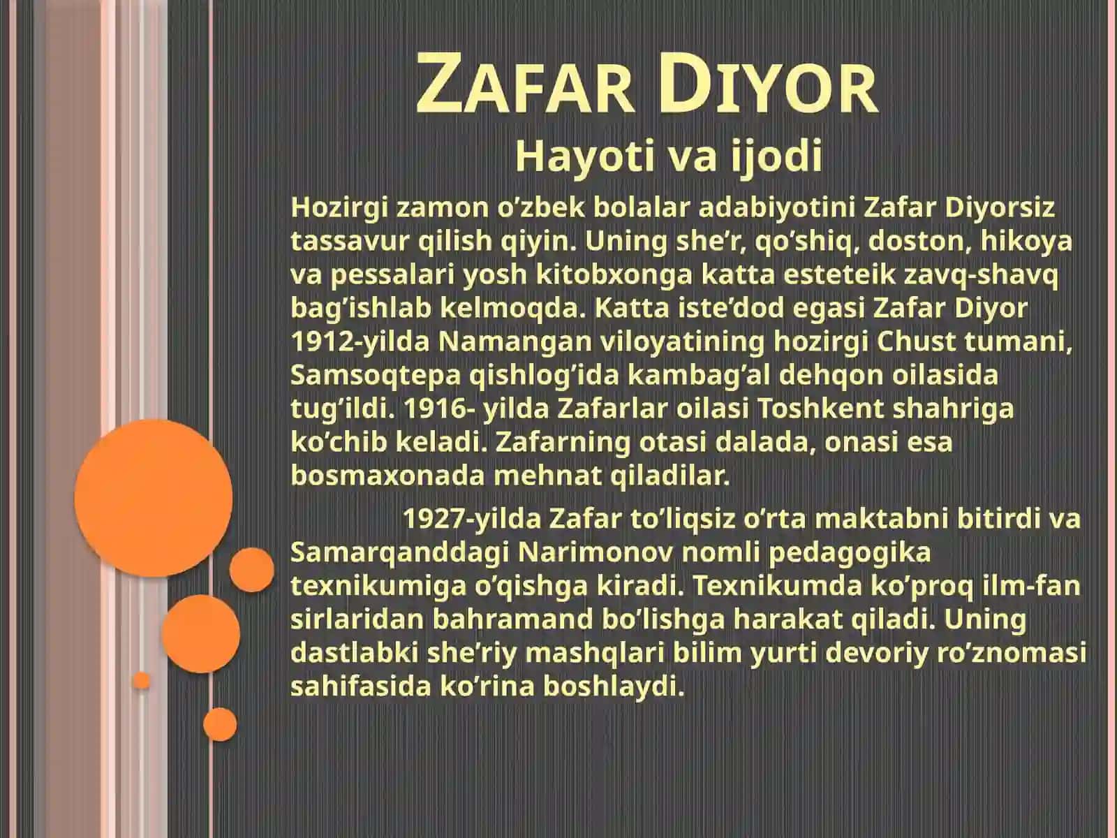 5-sinf O'zbek tili Zafar Diyorning Yashna Vatan she'ri dars taqdimot 2