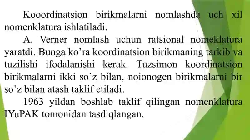 Koordinatsion birikmalar 2