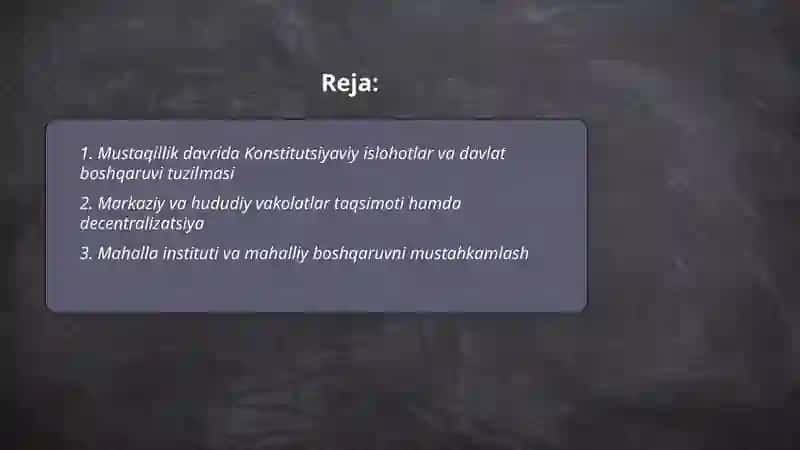 Mustaqillik davrida Konstitutsiyaviy islohotlar va davlat boshqaruvi tuzilmasi 2