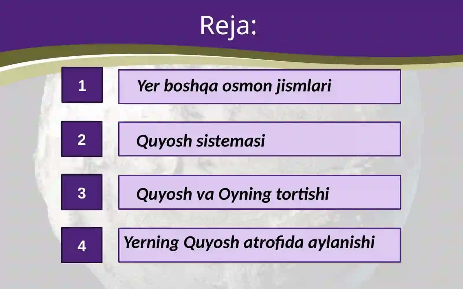 Yeryuzi tabiati rivojlanishining fazoviy o'millari 2