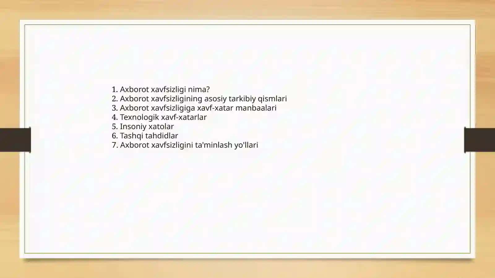 Axborot xavfsizligining mohiyati va unga tahdidlar 2