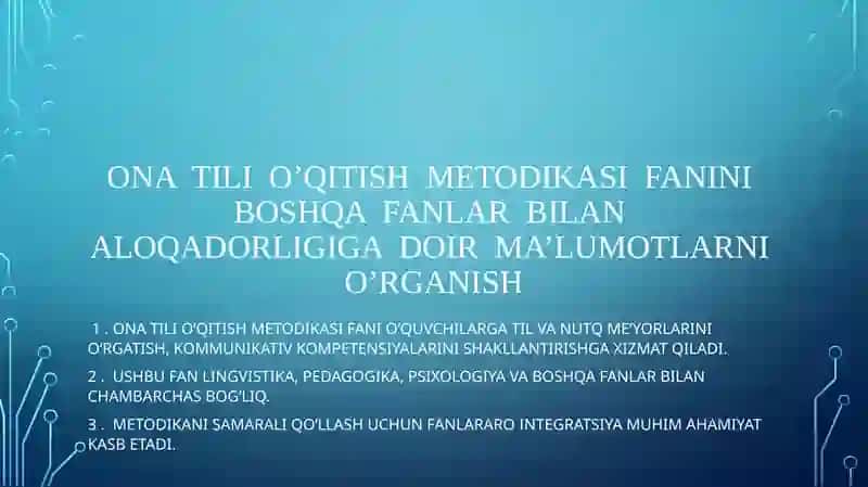 ONA TILI O’QITISH METODIKASI 2