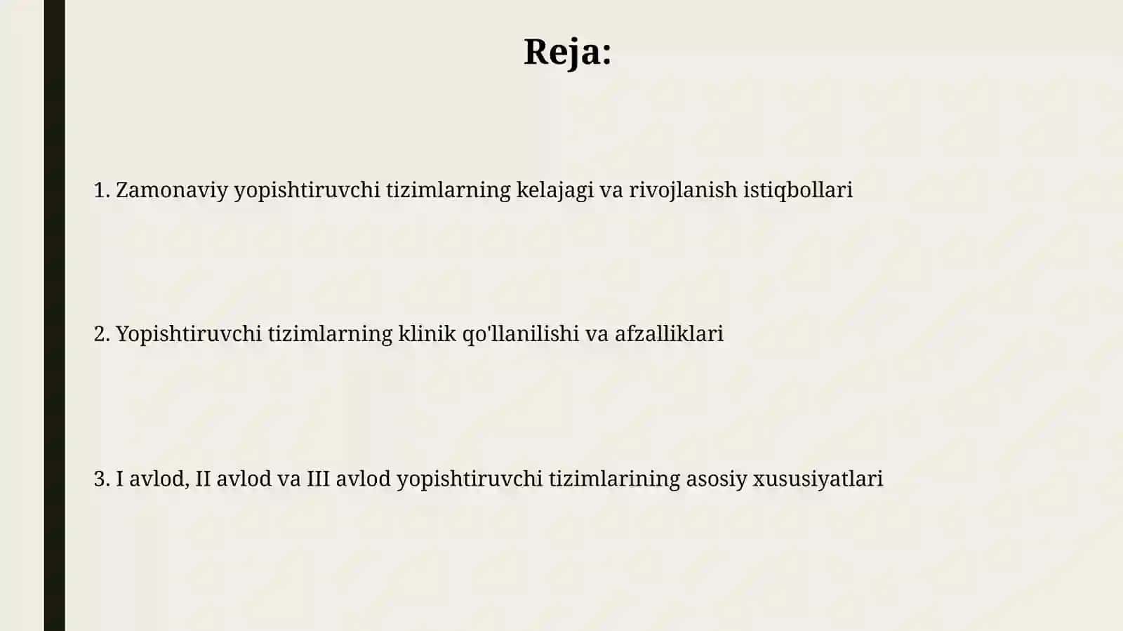 Stomatologiyada Kompozitlarning V, VI, VII avlod adgeziv tizimlari asoslari 2