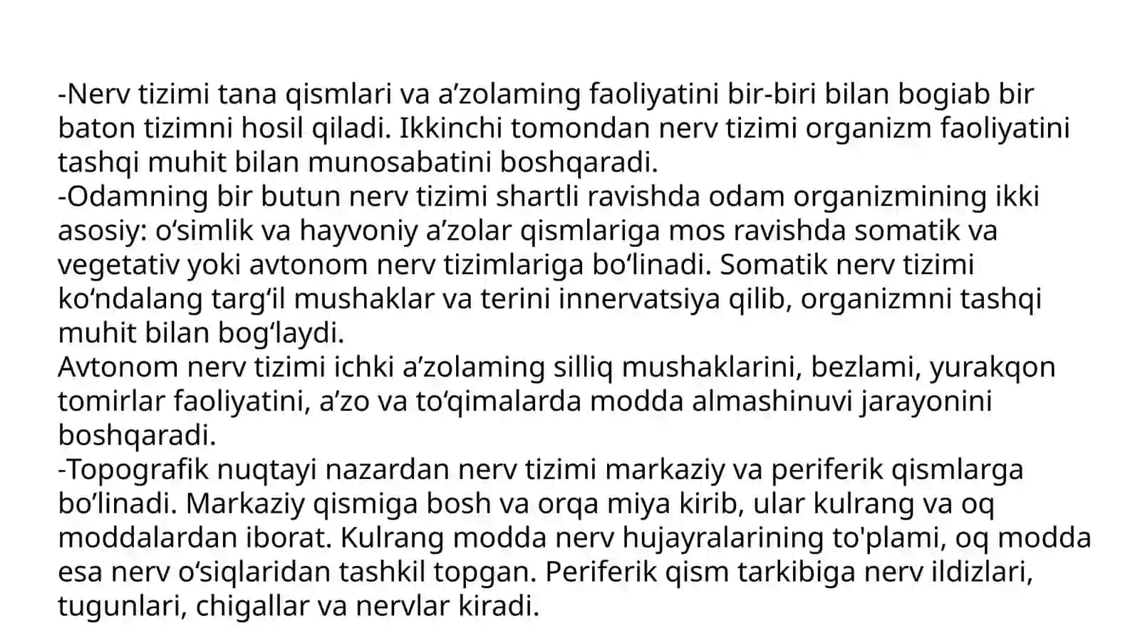 Markaziy nerv tizmining funksional anatomiyasi haqida 2
