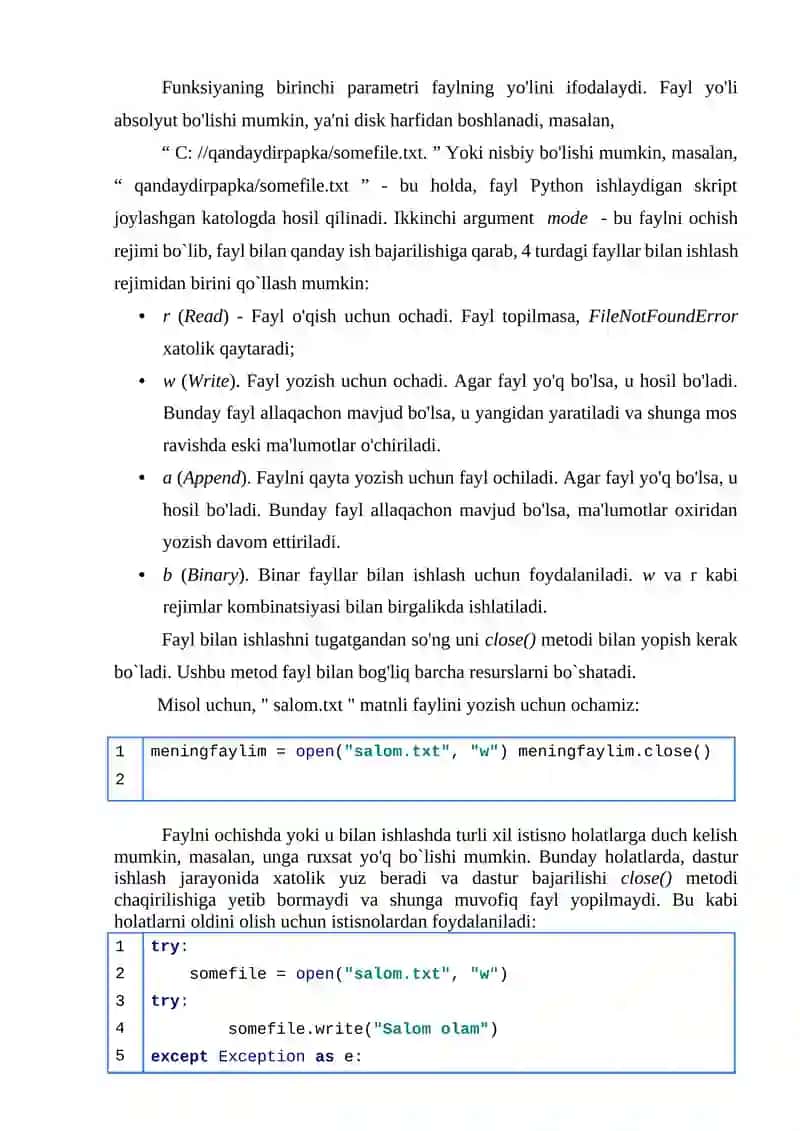 Fayllar bilan ishlash 2