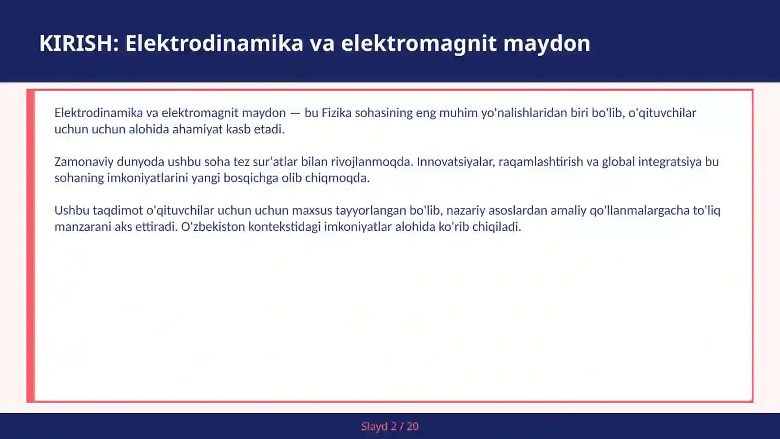 Elektrodinamika va elektromagnit maydon 2