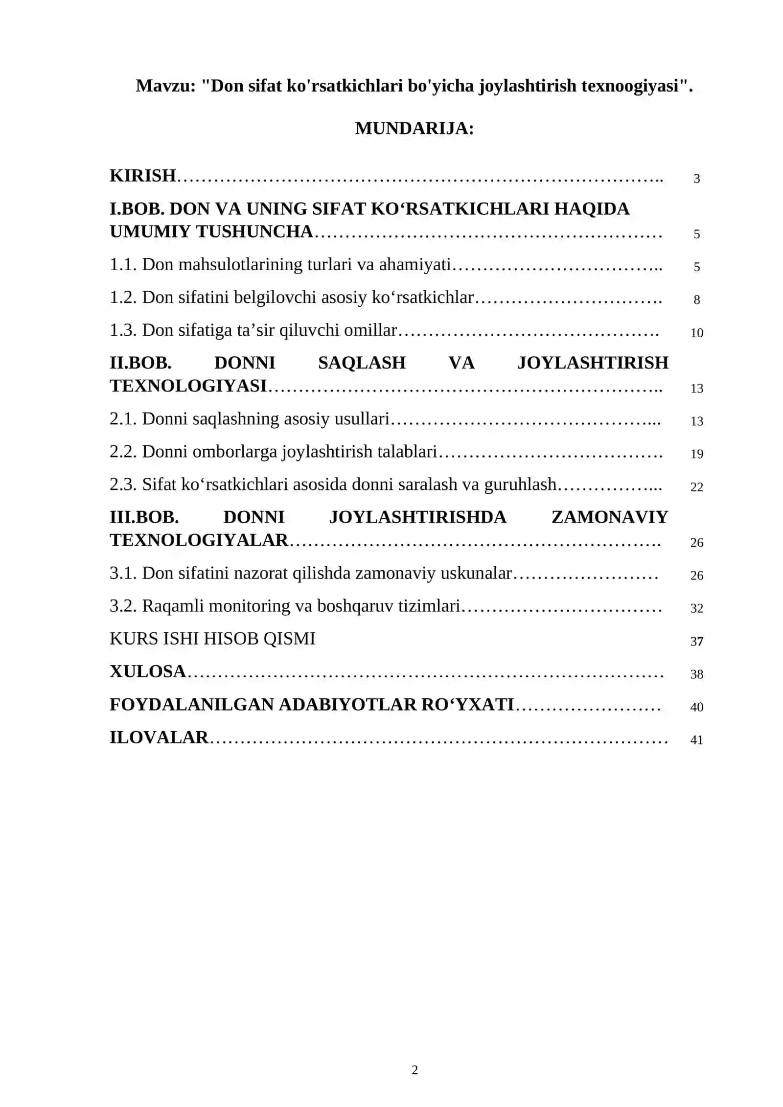 Don sifat ko'rsatkichlari bo'yicha joylashtirish texnoogiyasi 2