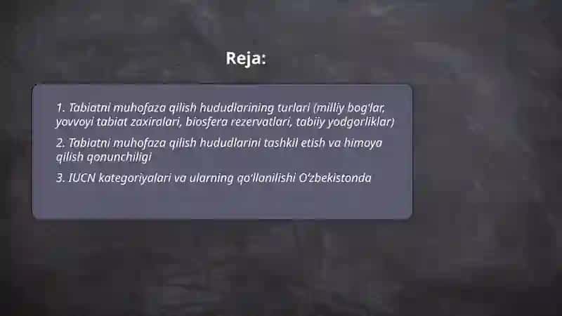 Tabiatni muhofaza qilish hududlari 2