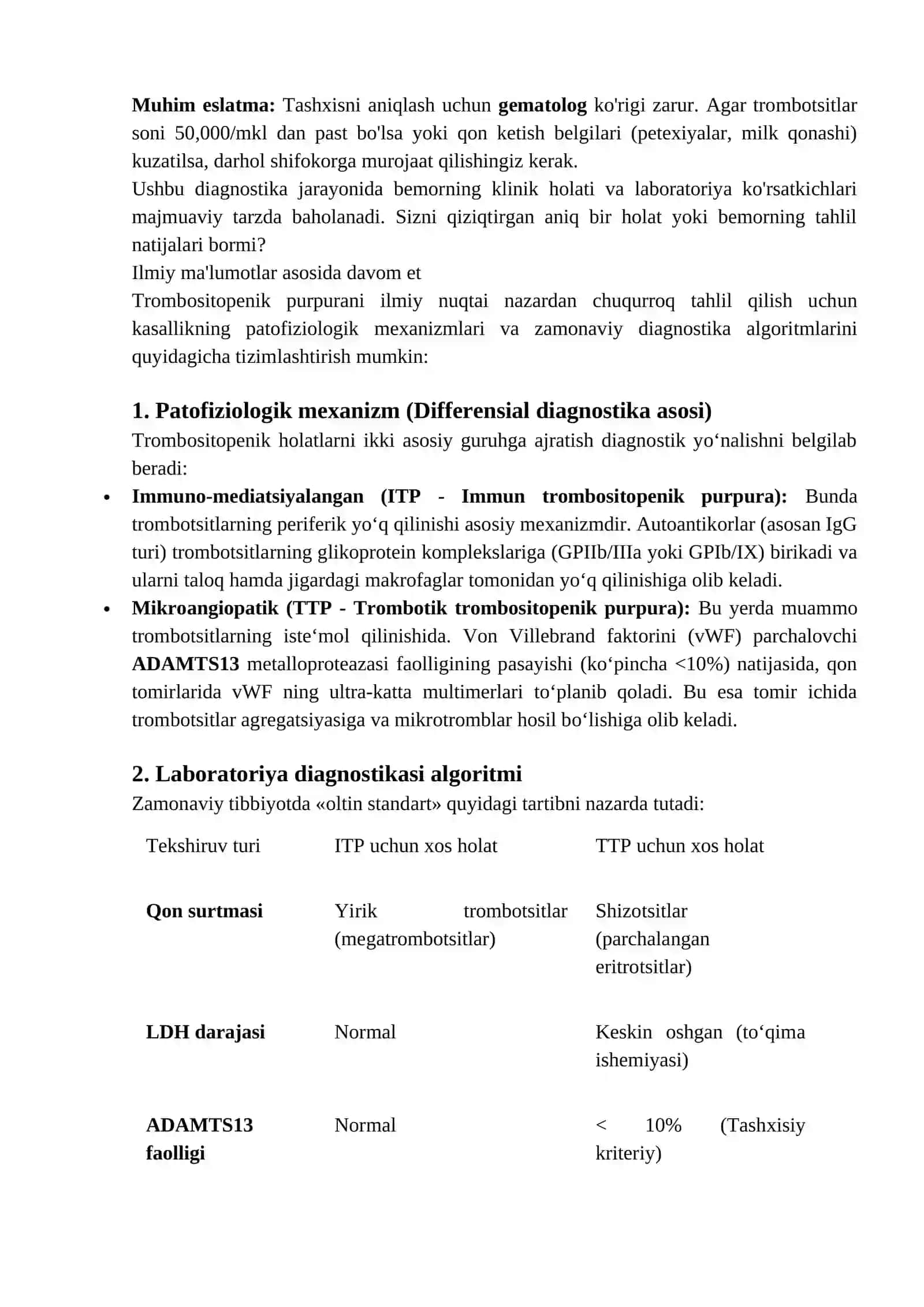 Trombositopenik purpura laborator diagnostikasi 2