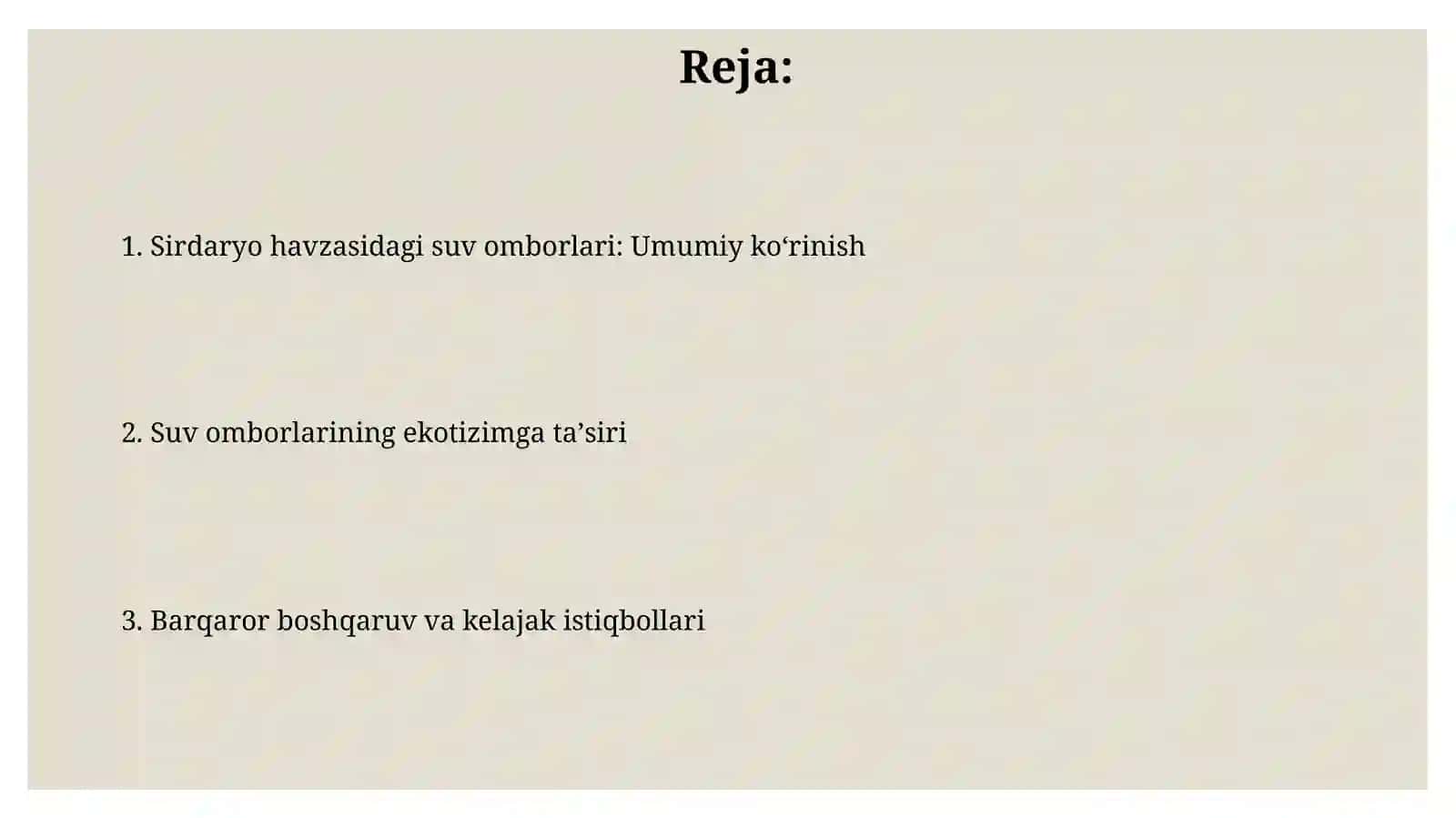 Sirdaryo havzasiga tegishli suv ombori va ekotizimga ta'siri 2