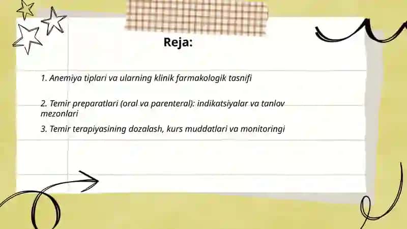 Anemiya sindromini ratsional davolashga klinik farmakalogik yondashuv 2