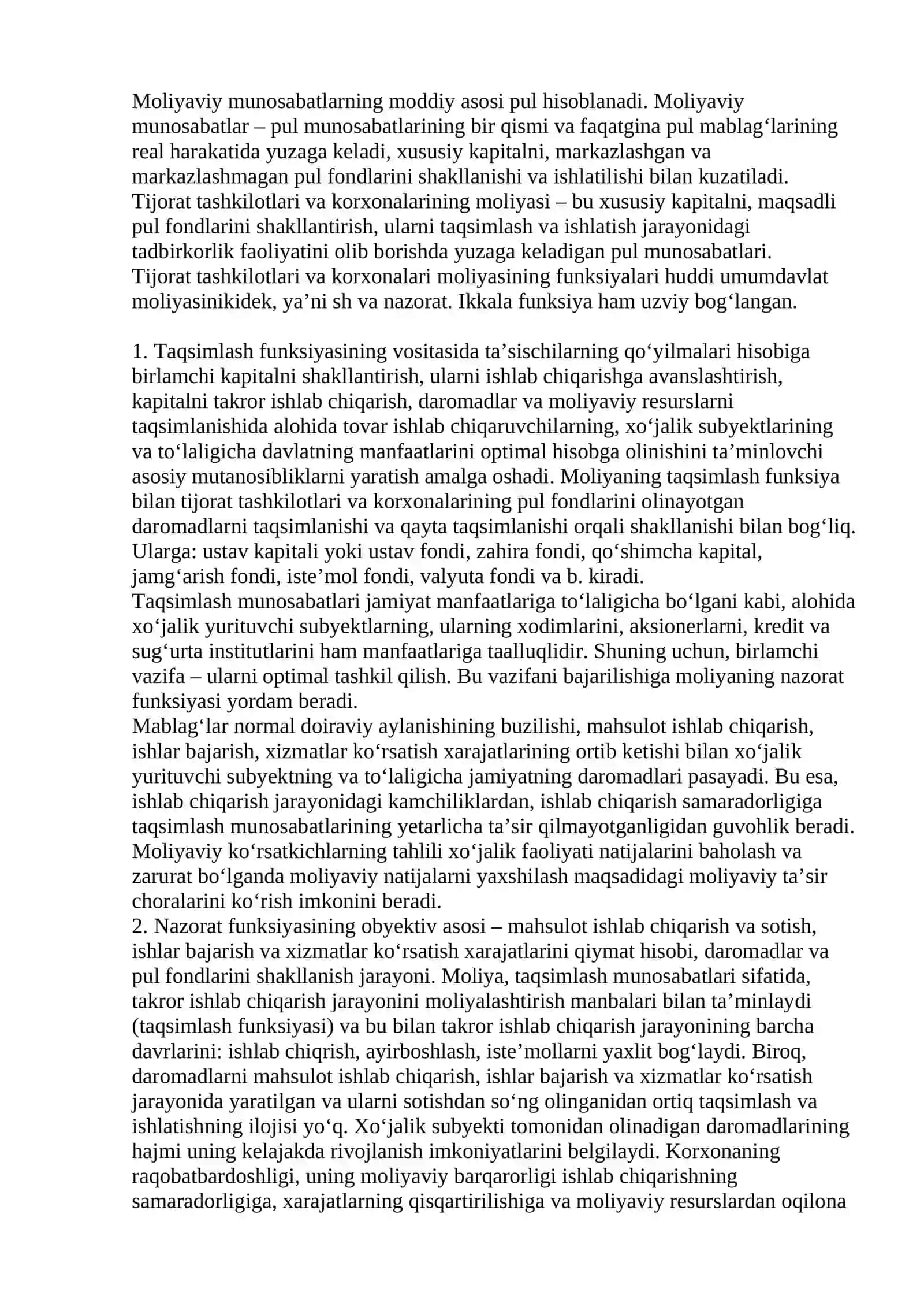 Tijorat tashkilotlari va korxonalarining moliyasi 2