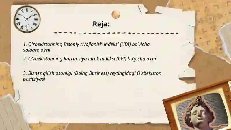 O'zbekistondagi xalqaro reyting va indekslardagi o'rni 2