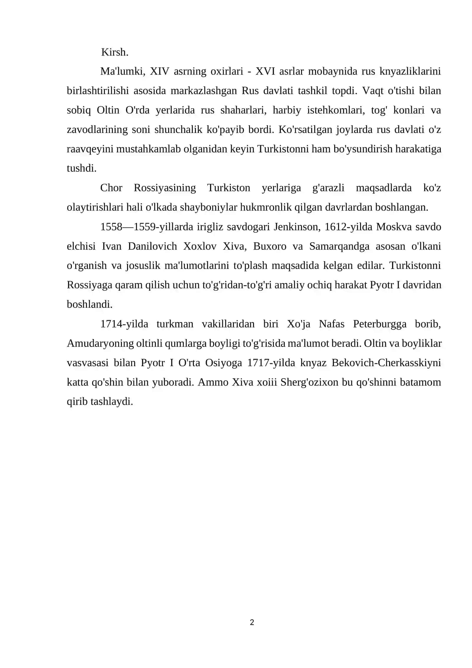 Chor Rossiyasining o’zbek xonliklari bilan o’zaro munosabatlari 2