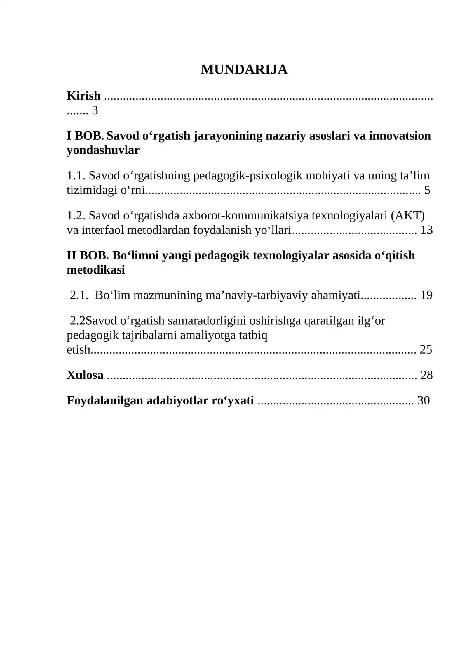 Savod o‘rgatish tajribalarini tadbiq etish 2