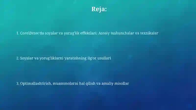 Corel Draw dasturida soyalar va yorugʻlik effektlarini qoʻllash 2