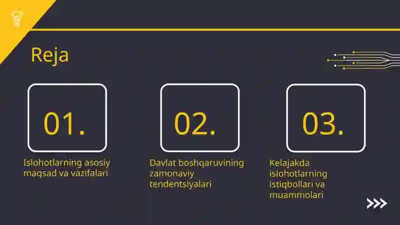 Davlat boshqaruvi tizimida amalga oshirilayotgan islohotlar 2