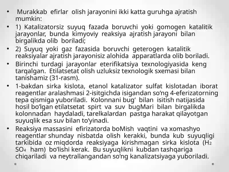 ETERIFIKATSIYA JARAYONI TEXNOLOGIYASI 2
