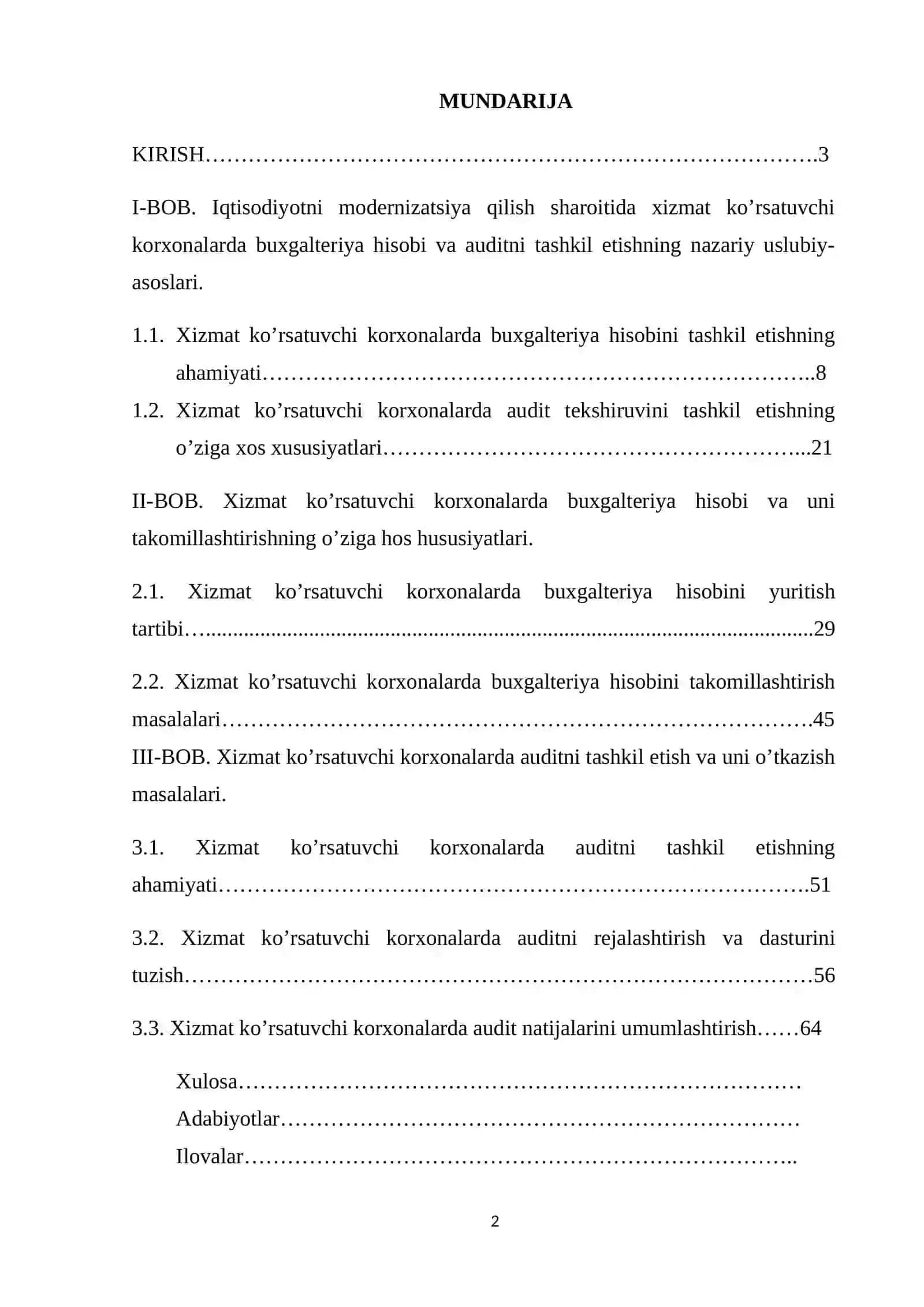 Xizmat ko’rsatuvchi korxonalarda buxgalteriya hisobi va auditning xususiyatlari 2