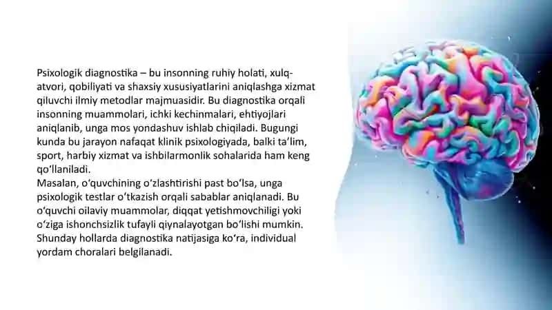 Psixologik diagnostika va ularning imkoniyatlari 2