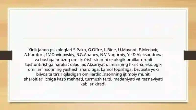 :uzoq umr ko’rish muammolari 2