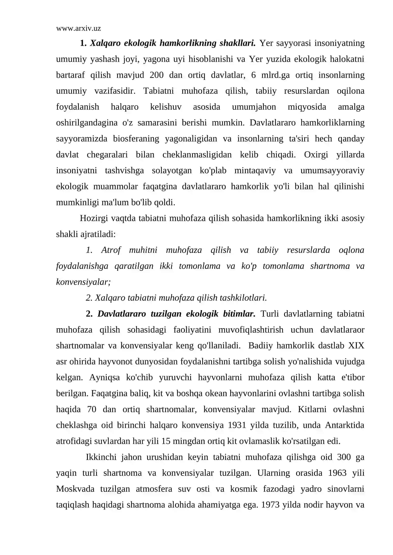 Xalqaro ekologik hamkorlikning shakllari 2