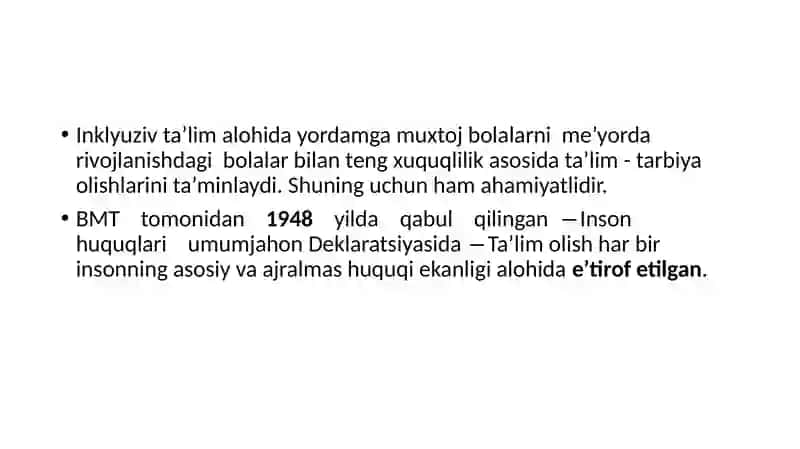 Inklyuziv ta’limning xalqaro va O‘zbekistondagi huquqiy asoslari 2